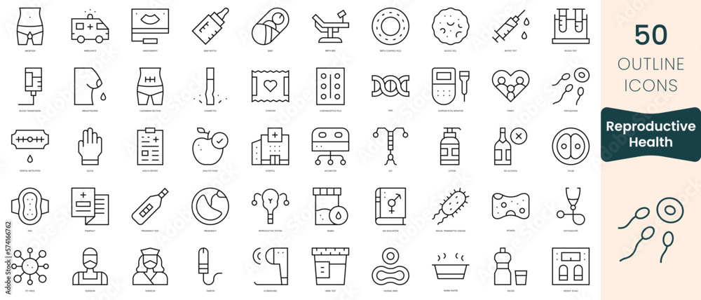 Set of reproductive health icons. Thin linear style icons Pack. Vector Illustration
