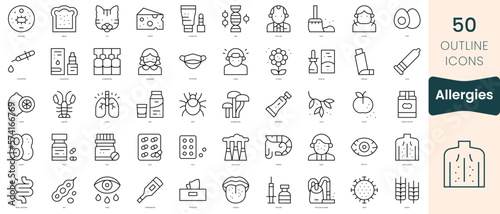 Set of allergies icons. Thin linear style icons Pack. Vector Illustration