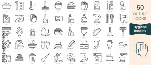 Set of hygiene routine icons. Thin linear style icons Pack. Vector Illustration