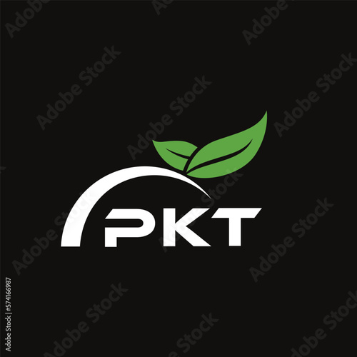 PKT letter nature logo design on black background. PKT creative initials letter leaf logo concept. PKT letter design. photo