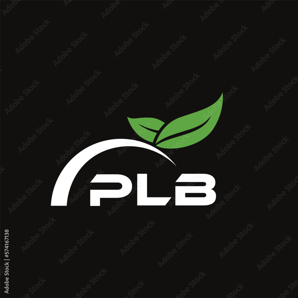 Fototapeta premium PLB letter nature logo design on black background. PLB creative initials letter leaf logo concept. PLB letter design.