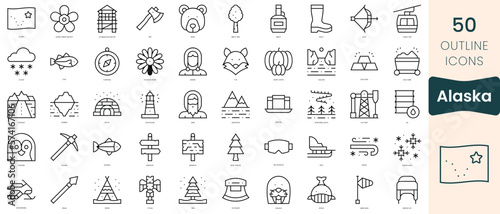 Set of alaska icons. Thin linear style icons Pack. Vector Illustration