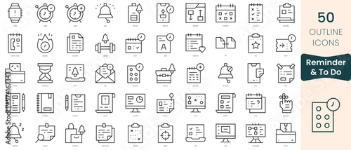 Set of reminder and to do icons. Thin linear style icons Pack. Vector Illustration