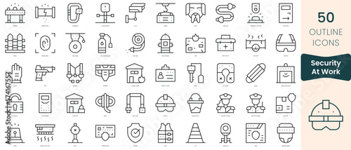 Set of security at work icons. Thin linear style icons Pack. Vector Illustration
