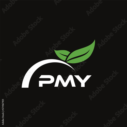PMY letter nature logo design on black background. PMY creative initials letter leaf logo concept. PMY letter design. photo