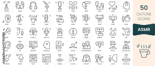 Set of asmr icons. Thin linear style icons Pack. Vector Illustration
