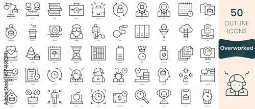 Set of overworked icons. Thin linear style icons Pack. Vector Illustration