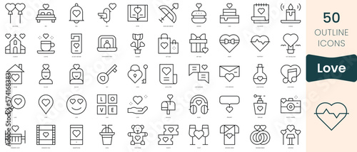 Set of love icons. Thin linear style icons Pack. Vector Illustration
