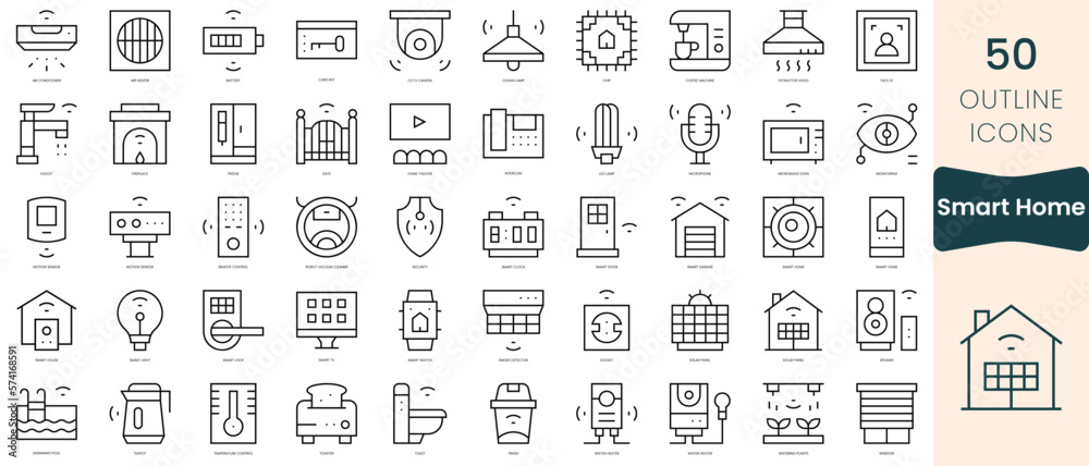 Set of smart home icons. Thin linear style icons Pack. Vector Illustration Set of smart home icons. Thin linear style icons Pack. Vector Illustration