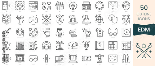 Set of edm icons. Thin linear style icons Pack. Vector Illustration