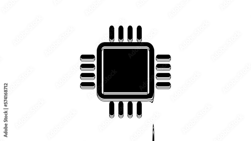 Black Computer processor with microcircuits CPU icon isolated on white background. Chip or cpu with circuit board. Micro processor. 4K Video motion graphic animation Black Computer processor with microcircuits CPU icon isolated on white background. Chip or cpu with circuit board. Micro processor. 4K Video motion graphic animation