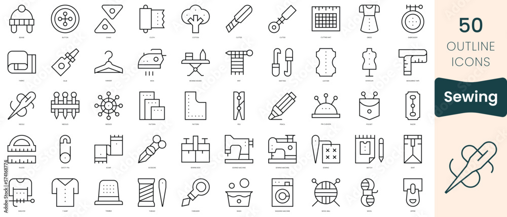 Set of sewing icons. Thin linear style icons Pack. Vector Illustration Set of sewing icons. Thin linear style icons Pack. Vector Illustration