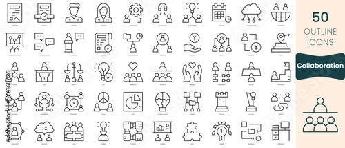 Set of collaboration icons. Thin linear style icons Pack. Vector Illustration