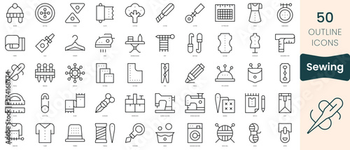 Set of sewing icons. Thin linear style icons Pack. Vector Illustration