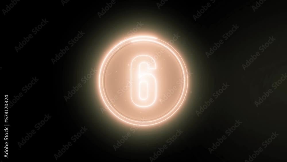 Countdown neon lights numbers. Countdown from 10. Neon luminous figures. Animated background. Particles move with numbers. Competition, excitement and beginning 4K video