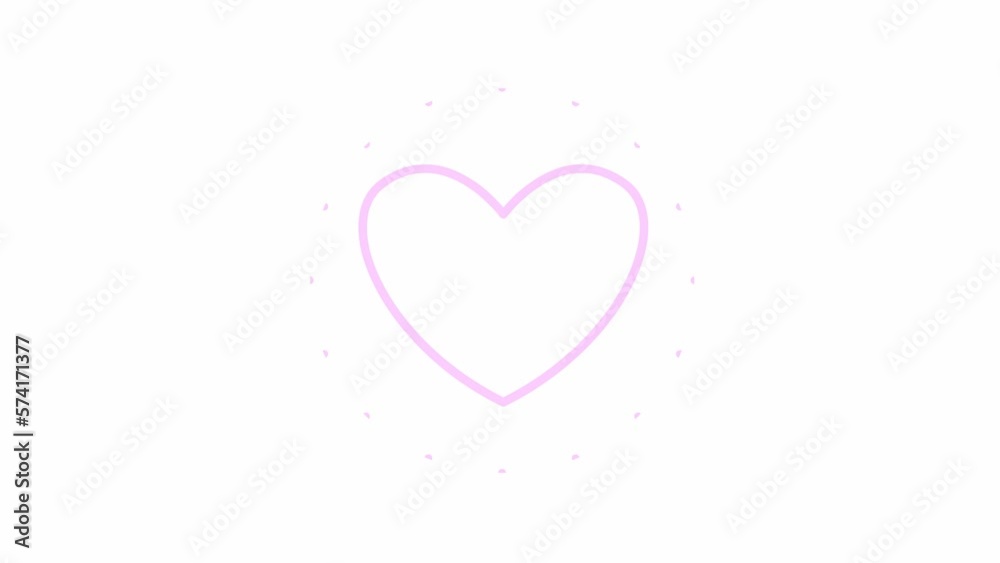 Animated pink symbol of heart pulsation. Looped video of beating heart with rays. Linear vector illustration isolated on the white background. Animated pink symbol of heart pulsation. Looped video of beating heart with rays. Linear vector illustration isolated on the white background.
