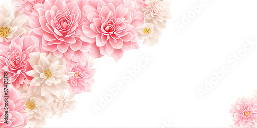 pink flowers on white backg...