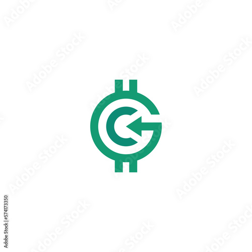 GC dollar coin logo for icon, symbol, web, logo, design, business, illustration, banking, financial logo, vector, concept, technology, trade logo, company, invesment, dollar, logo letter photo