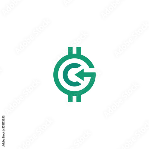 GC dollar coin logo for icon, symbol, web, logo, design, business, illustration, banking, financial logo, vector, concept, technology, trade logo, company, invesment, dollar, logo letter