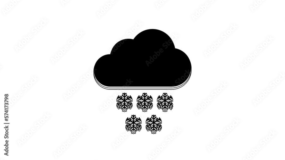 Black Cloud with snow icon isolated on white background. Cloud with snowflakes. Single weather icon. Snowing sign. 4K Video motion graphic animation Black Cloud with snow icon isolated on white background. Cloud with snowflakes. Single weather icon. Snowing sign. 4K Video motion graphic animation