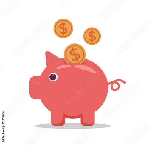 piggy bank in flat vector illustration	
