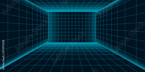 Retro futuristic floor with neon light