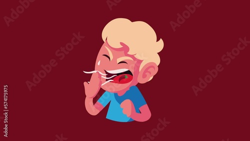 blond boy eating chilli character