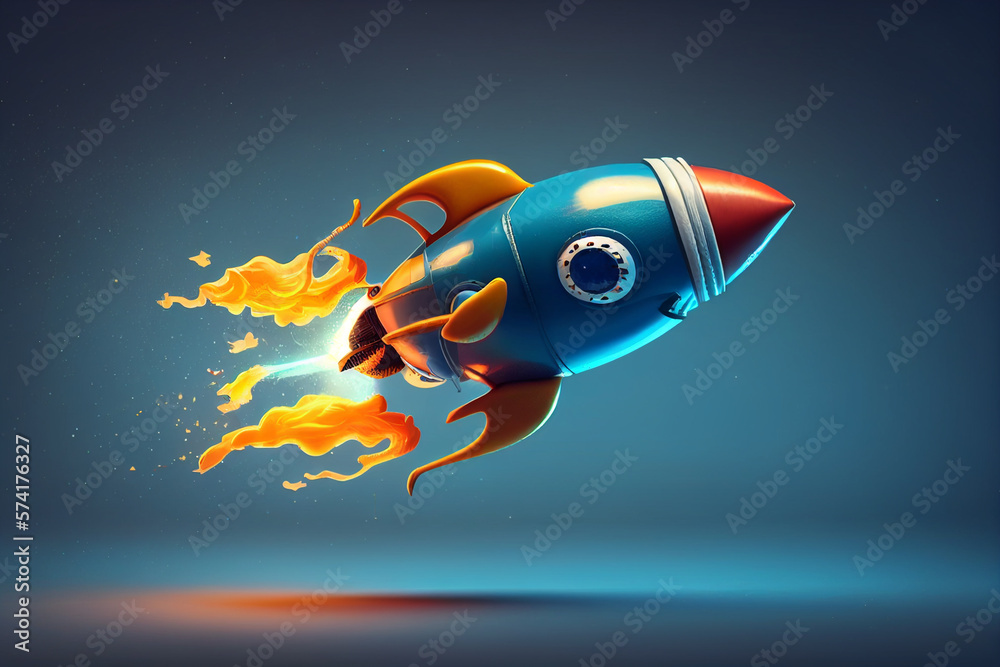 3D rocket in space Business startup and business growth concept, image ...