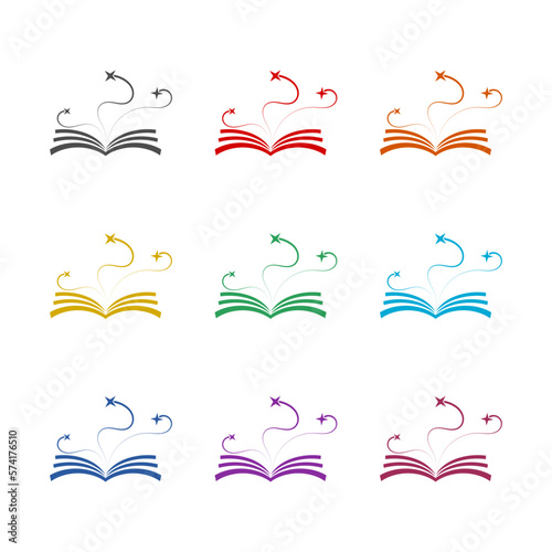 Spells book glyph icon isolated on white background. Set icons colorful