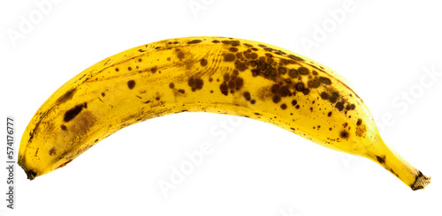 Yellow rotten banana isolated on a white background