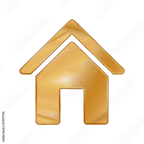 Gold Colored Metal Chrome web icon home.