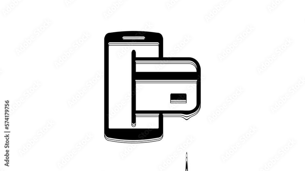 Black NFC Payment icon isolated on white background. Mobile payment. NFC smartphone concept. Transfer icon. 4K Video motion graphic animation Black NFC Payment icon isolated on white background. Mobile payment. NFC smartphone concept. Transfer icon. 4K Video motion graphic animation