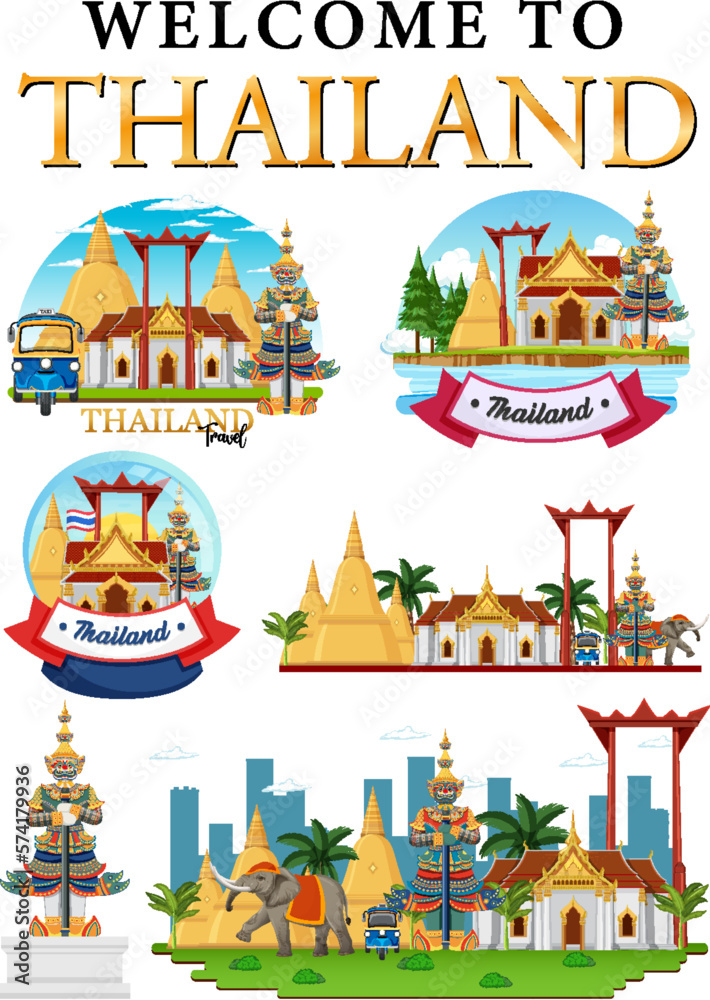 Bangkok Thailand Landmark Logo Banner