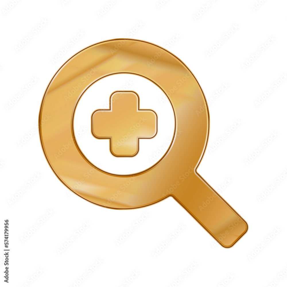 Fototapeta premium Gold Colored Metal Chrome web icon zoom in.