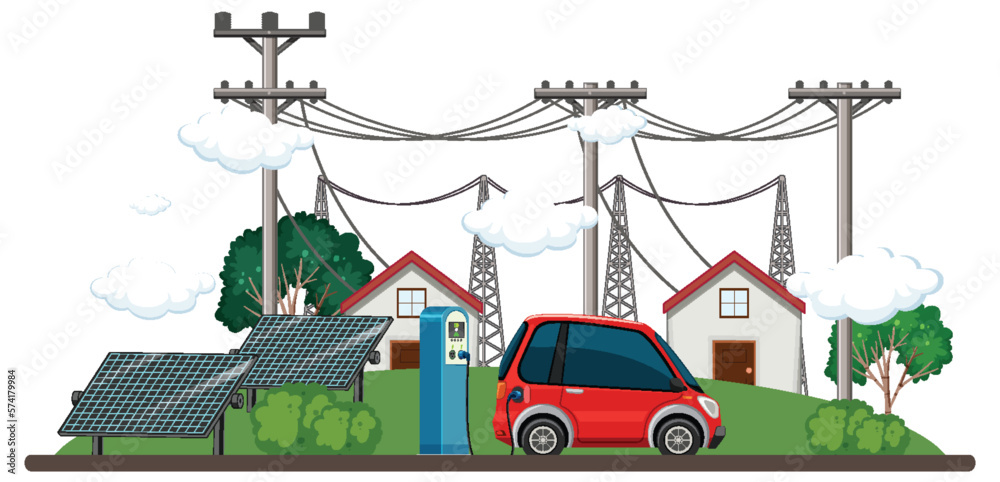 Naklejka premium Green energy generated from natural resources vector concept