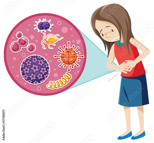 A woman suffering from stomach ache