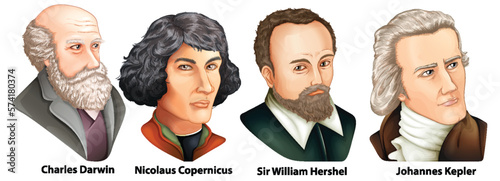 Great scientist astronomers portrait vector