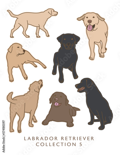 Labrador Retriever Color Illustrations in Various Poses 5