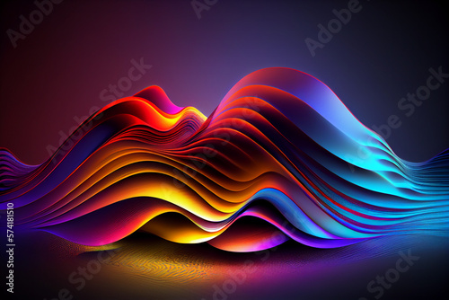 Abstract colorful gradient wave 3d rendering.