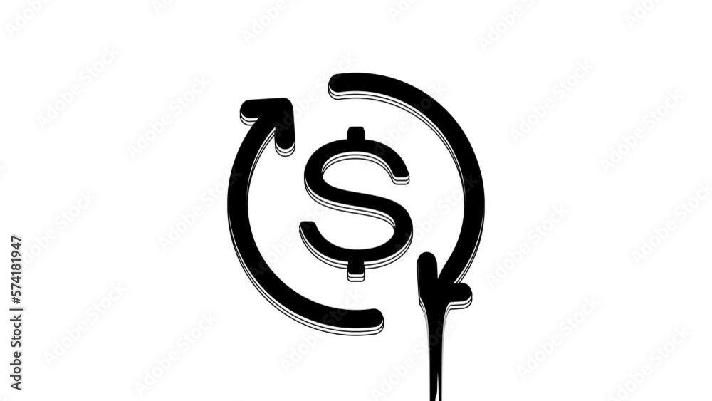 Black Return of investment icon isolated on white background. Money convert icon. Refund sign. Dollar converter concept. 4K Video motion graphic animation Black Return of investment icon isolated on white background. Money convert icon. Refund sign. Dollar converter concept. 4K Video motion graphic animation