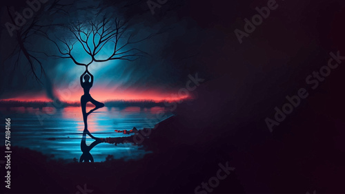 Yoga meditation background banner, yoga practice backgrounds, illustration graphic
