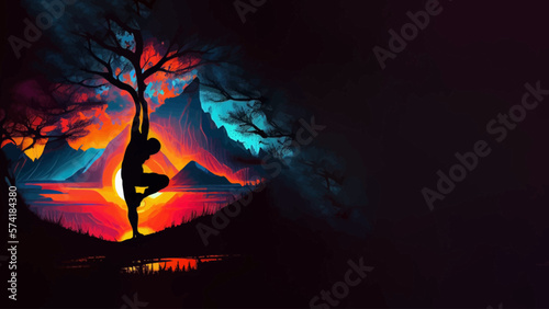 Yoga meditation background banner, yoga practice backgrounds, illustration graphic