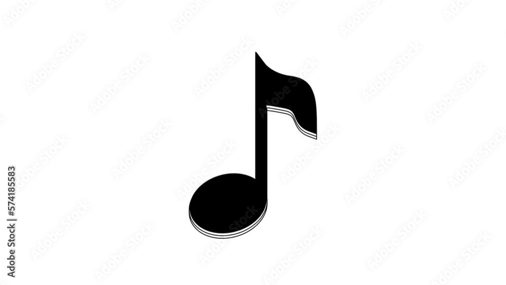 Black Music note, tone icon isolated on white background. 4K Video motion graphic animation Black Music note, tone icon isolated on white background. 4K Video motion graphic animation
