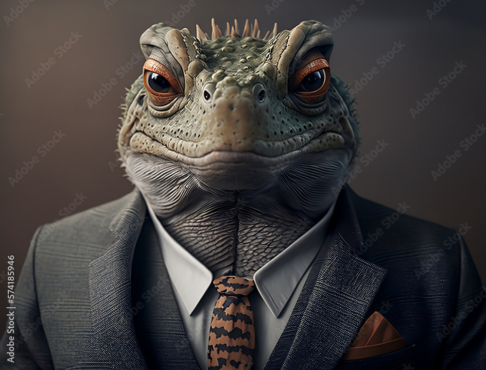 Portrait of an wild Iguana dressed as Teacher in School/College, Wild animals in class room. Generative AI Portrait of an wild Iguana dressed as Teacher in School/College, Wild animals in class room. Generative AI