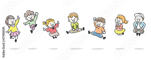 Obraz na płótnie ジャンプする子供たち