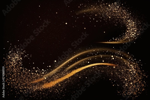 Sparkling gold glitter textured abstract wave.