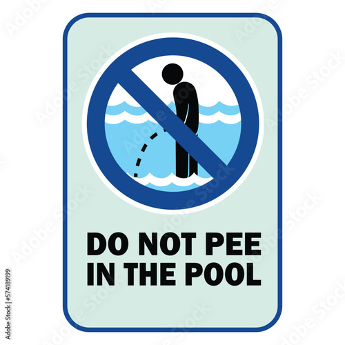 do not urinate no peeing in the swimming pool no urinating in the pool with warning text and blue background