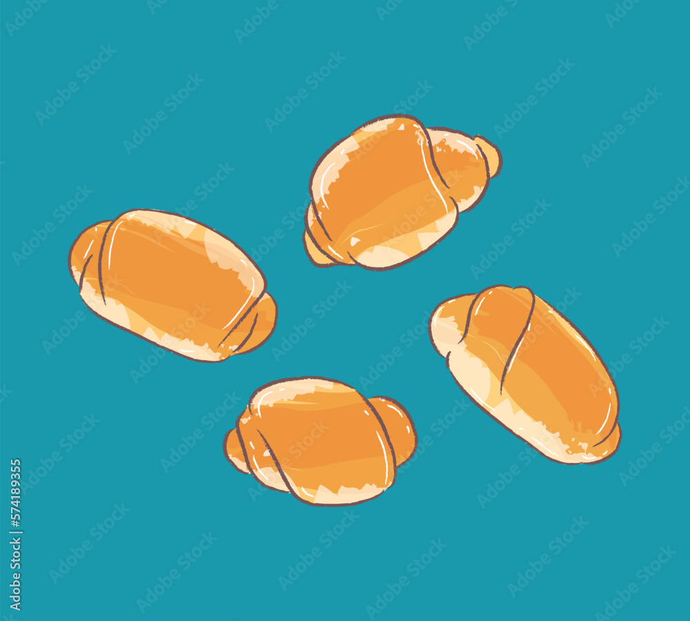 Golden butter rolls in vector illustration Golden butter rolls in vector illustration