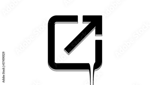 Black Open in new window icon isolated on white background. Open another tab button sign. Browser frame symbol. External link sign. 4K Video motion graphic animation