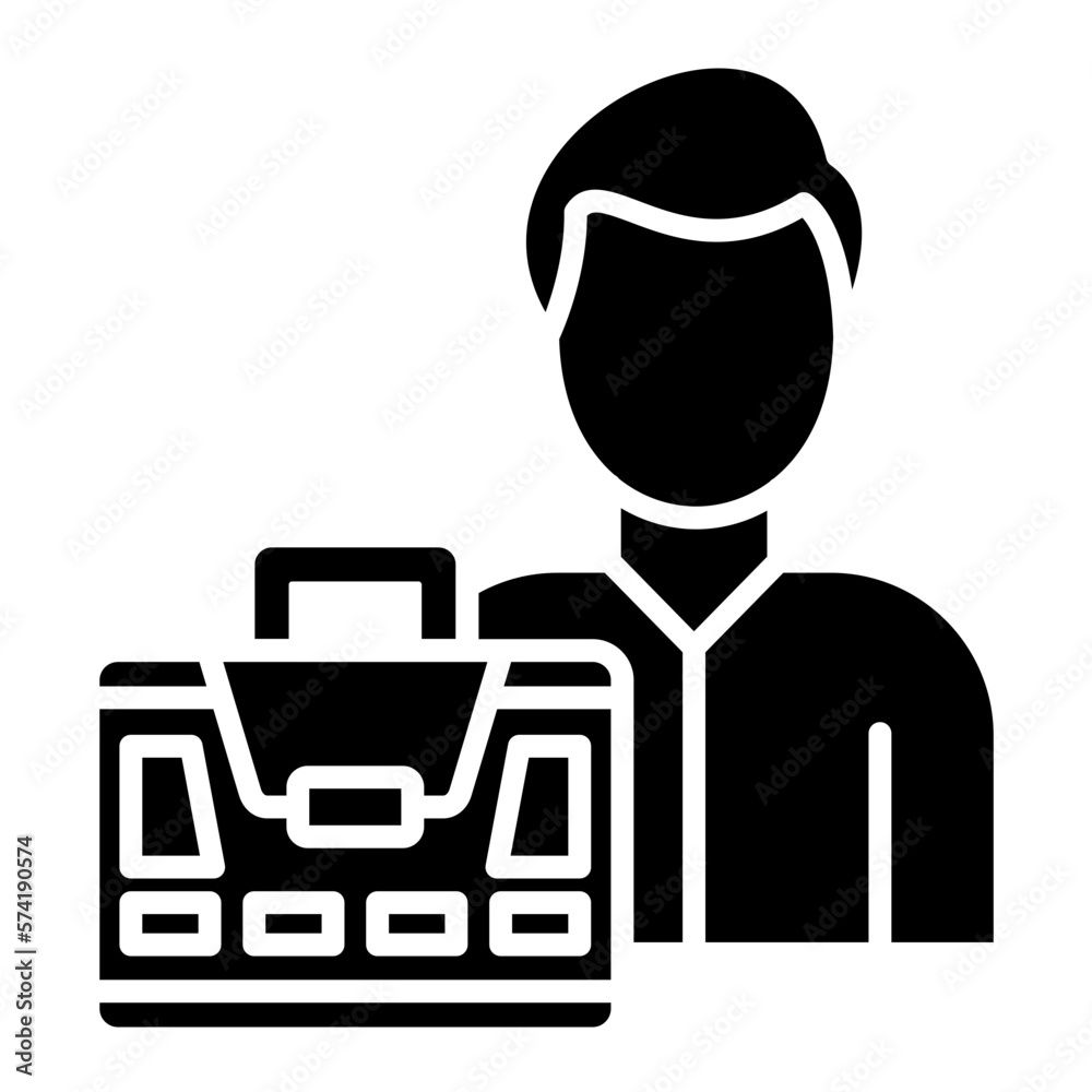 Busy Man Glyph Icon Busy Man Glyph Icon